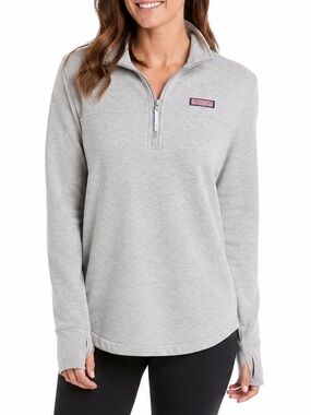 Vineyard Vines Dreamcloth Shep Shirt Gray 1/4 Zip Womens L